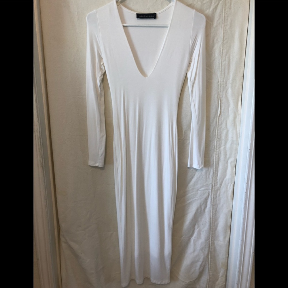 Naked wardrobe white midi dress